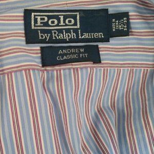 Polo By Ralph Lauren ANDREW Men's LS Button up Regent Custom Fit Blue 15.5 32/33